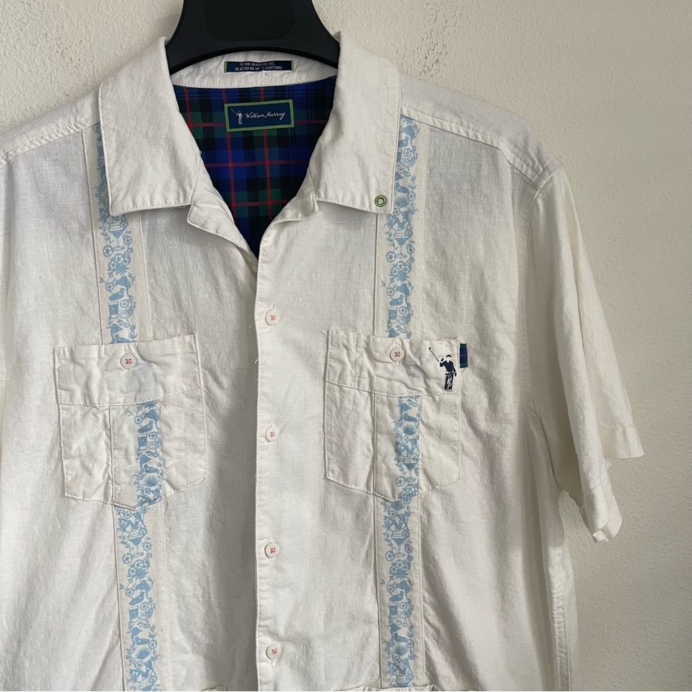 William Murray Guayabera Hawaiian 4 Pocket Button Down Short Sleeve Shirt